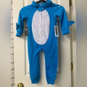 Tipsy Elves One Piece Zip Up Blue and White Kids Shark Onesie Size 3T NWT